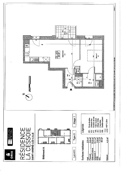 Location Appartement 43m² Saint-andré-lez-lille 8